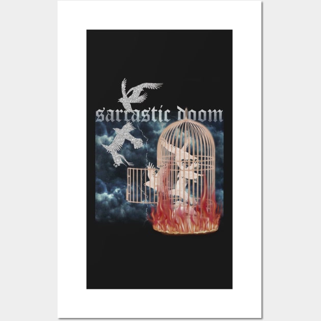 Sarcastic doom Bird Cage Burning sadness freedom Wall Art by thedoomseed